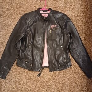 Harley Davidson Womens Black leather motorcycle jacket